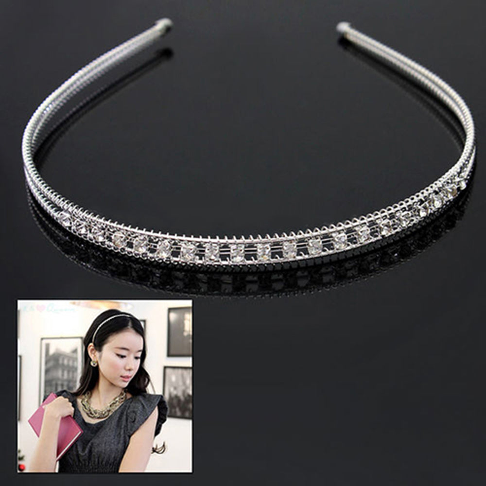 New Charm Wedding Bride Silver Plated Rhinestone Crystal Hair Hoop Clip Headband