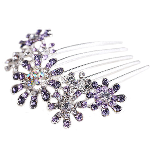 Floral Rhinestone Inlaid Hairpin Hair Clip Women Hair Comb Fashion Accessory