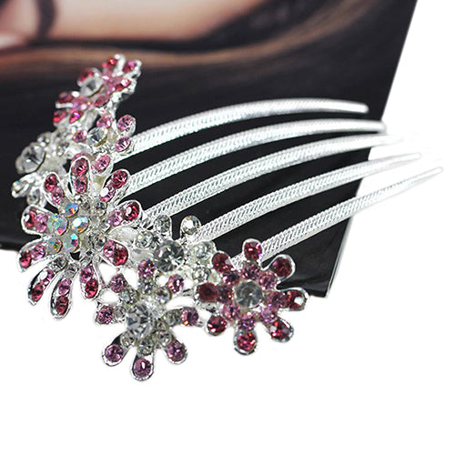 Floral Rhinestone Inlaid Hairpin Hair Clip Women Hair Comb Fashion Accessory
