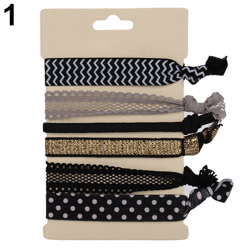 6Pcs Elegant Colorful Hair Ties Ponytail Bracelets Hairband Rope Hair Band Accessories