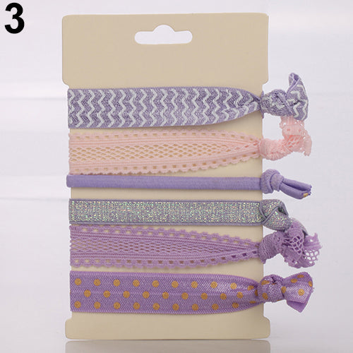 6Pcs Elegant Colorful Hair Ties Ponytail Bracelets Hairband Rope Hair Band Accessories