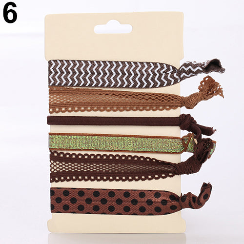 6Pcs Elegant Colorful Hair Ties Ponytail Bracelets Hairband Rope Hair Band Accessories