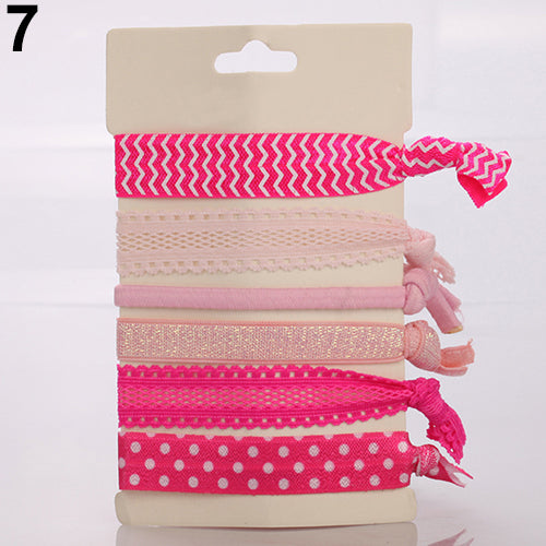 6Pcs Elegant Colorful Hair Ties Ponytail Bracelets Hairband Rope Hair Band Accessories