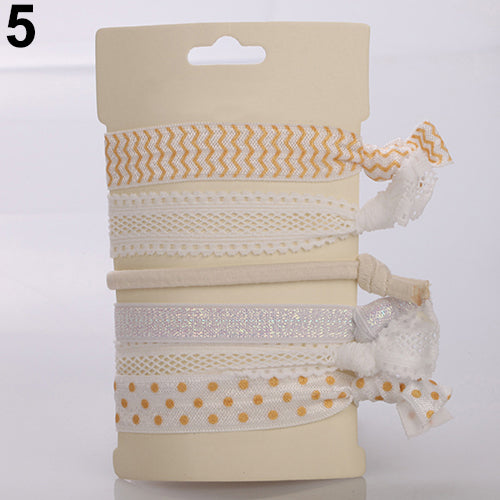 6Pcs Elegant Colorful Hair Ties Ponytail Bracelets Hairband Rope Hair Band Accessories