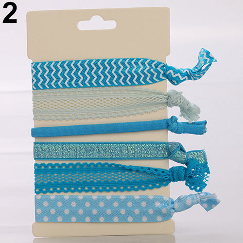6Pcs Elegant Colorful Hair Ties Ponytail Bracelets Hairband Rope Hair Band Accessories