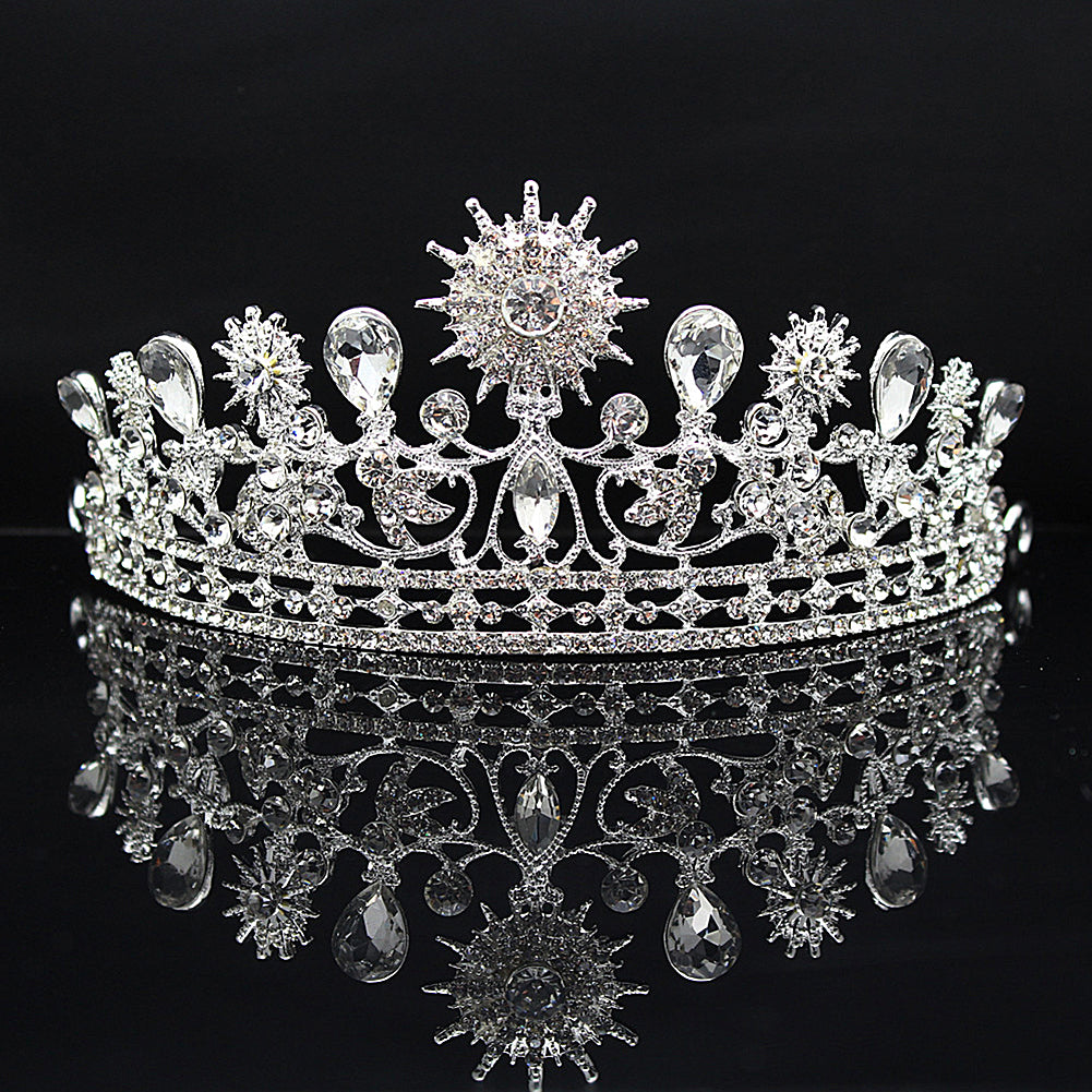 Women Vintage Rhinestone Inlaid Crown Tiara Wedding Bridal Pageant Headband