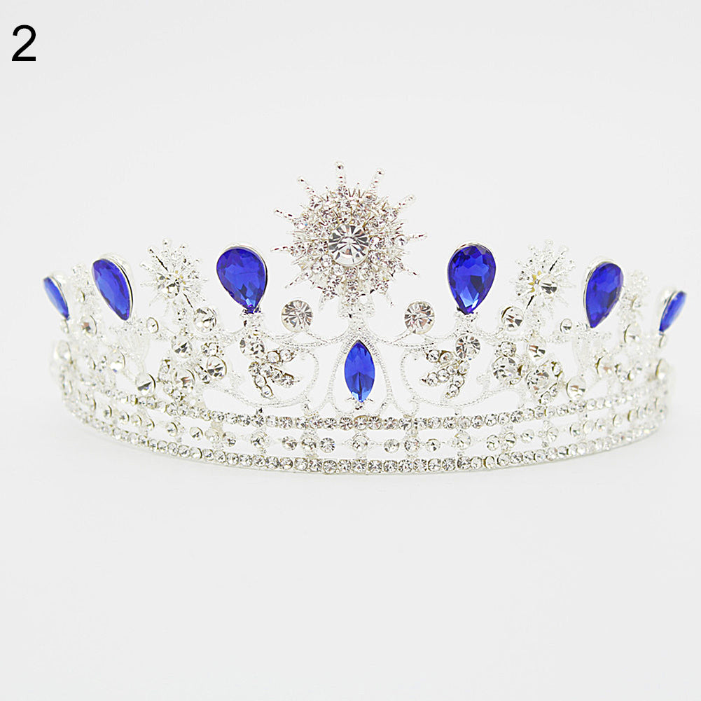 Women Vintage Rhinestone Inlaid Crown Tiara Wedding Bridal Pageant Headband