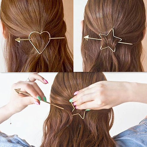 1Pc Fashion Star Love Heart Geometric Charm Hairpin Hair Clasp Cute Clip