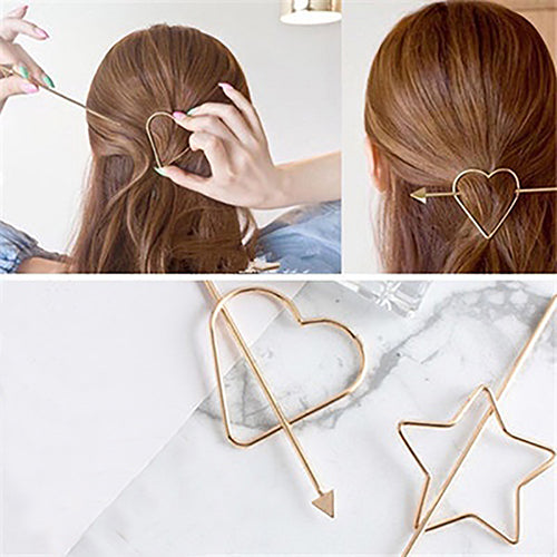 1Pc Fashion Star Love Heart Geometric Charm Hairpin Hair Clasp Cute Clip