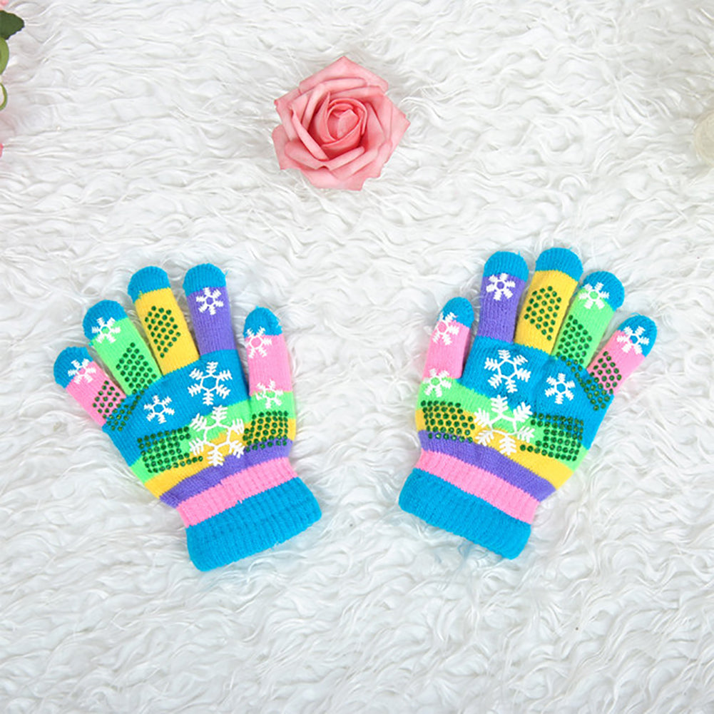 Kids Baby Boy Girl Colorful Snowflake Print Gloves Winter Full Finger Mittens