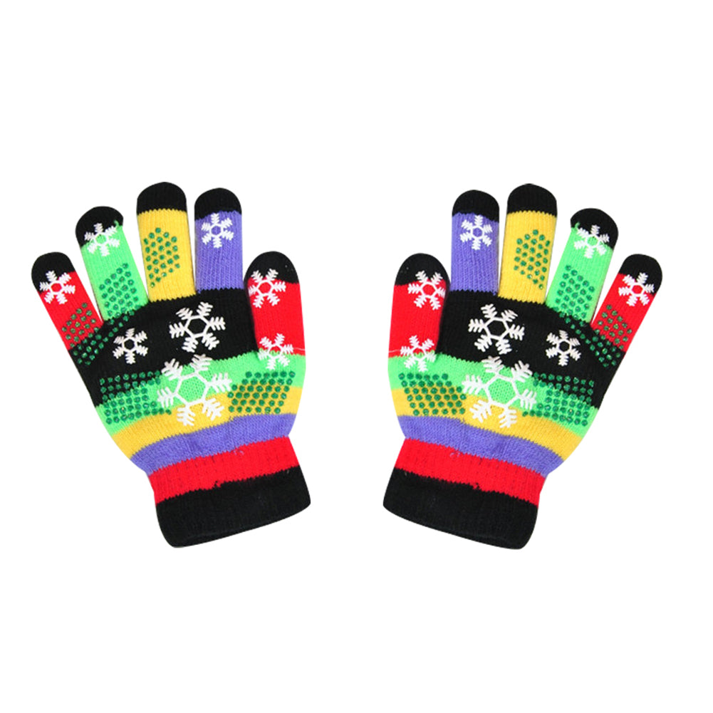 Kids Baby Boy Girl Colorful Snowflake Print Gloves Winter Full Finger Mittens