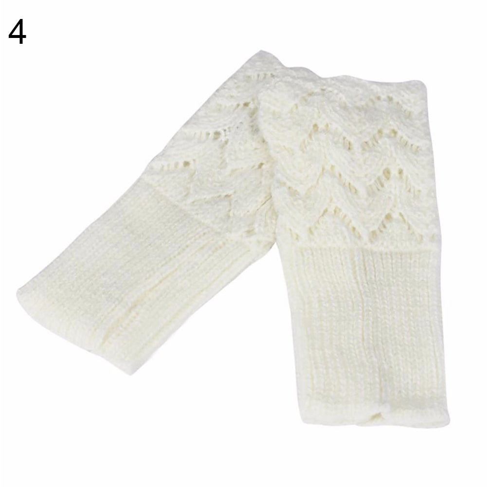 Fashion Winter Fingerless Gloves Solid Color Women Knitted Hollow Heart Mittens