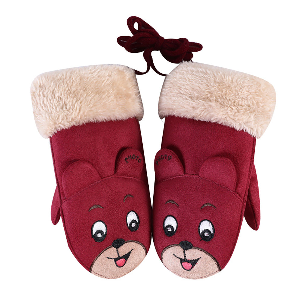 Cartoon Winter Kids Boys Girls Gloves Suede Warm Soft Cute Baby Mittens Gift