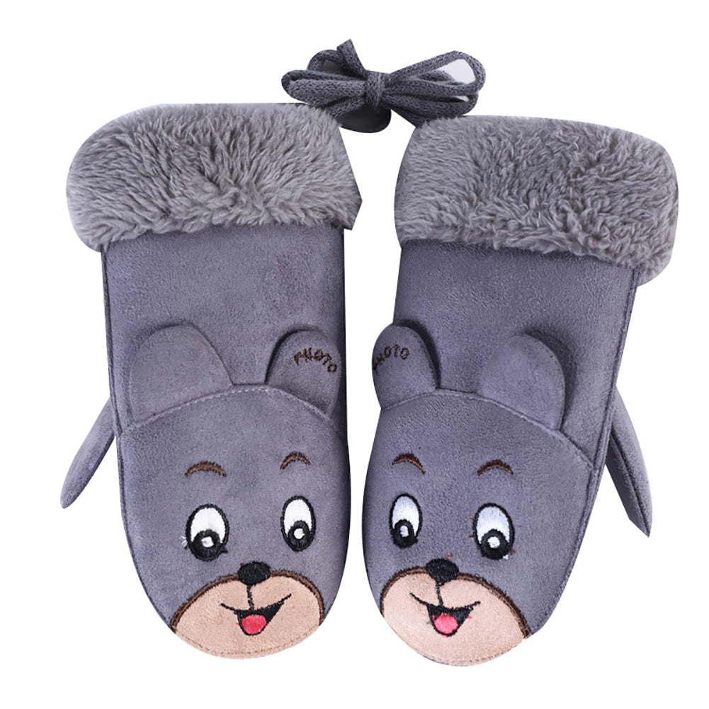 Cartoon Winter Kids Boys Girls Gloves Suede Warm Soft Cute Baby Mittens Gift