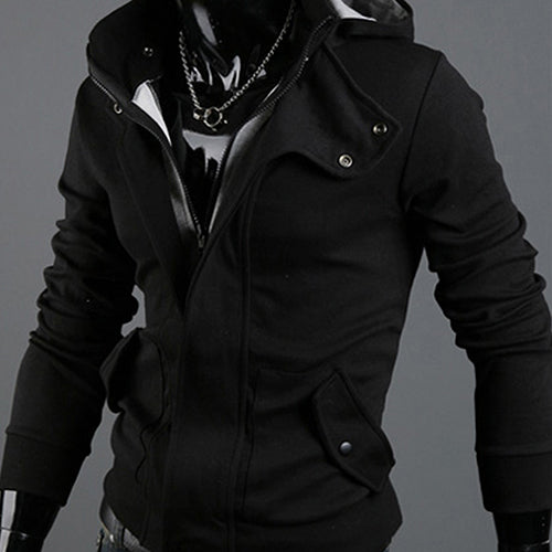 Men's Fashion Casual Long Sleeve Slim Zipper Cardigan Hooded Hoodie Jacket Coat