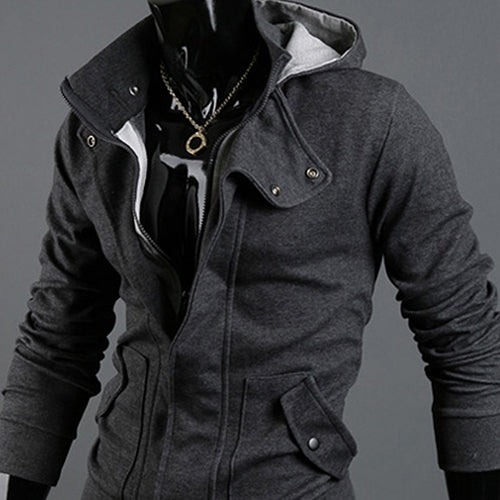Men's Fashion Casual Long Sleeve Slim Zipper Cardigan Hooded Hoodie Jacket Coat
