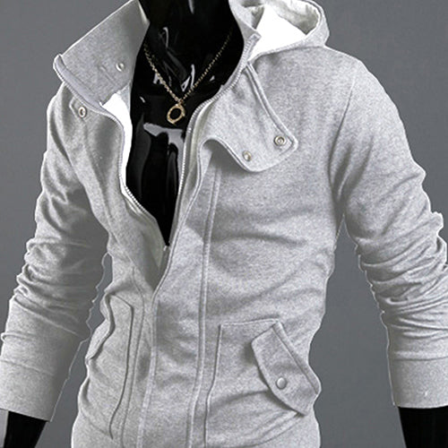 Men's Fashion Casual Long Sleeve Slim Zipper Cardigan Hooded Hoodie Jacket Coat