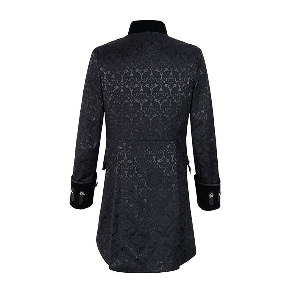 Retro Punk Jacquard Buttons Men's Long Sleeve Slim Jacket Coat Uniform Outwear