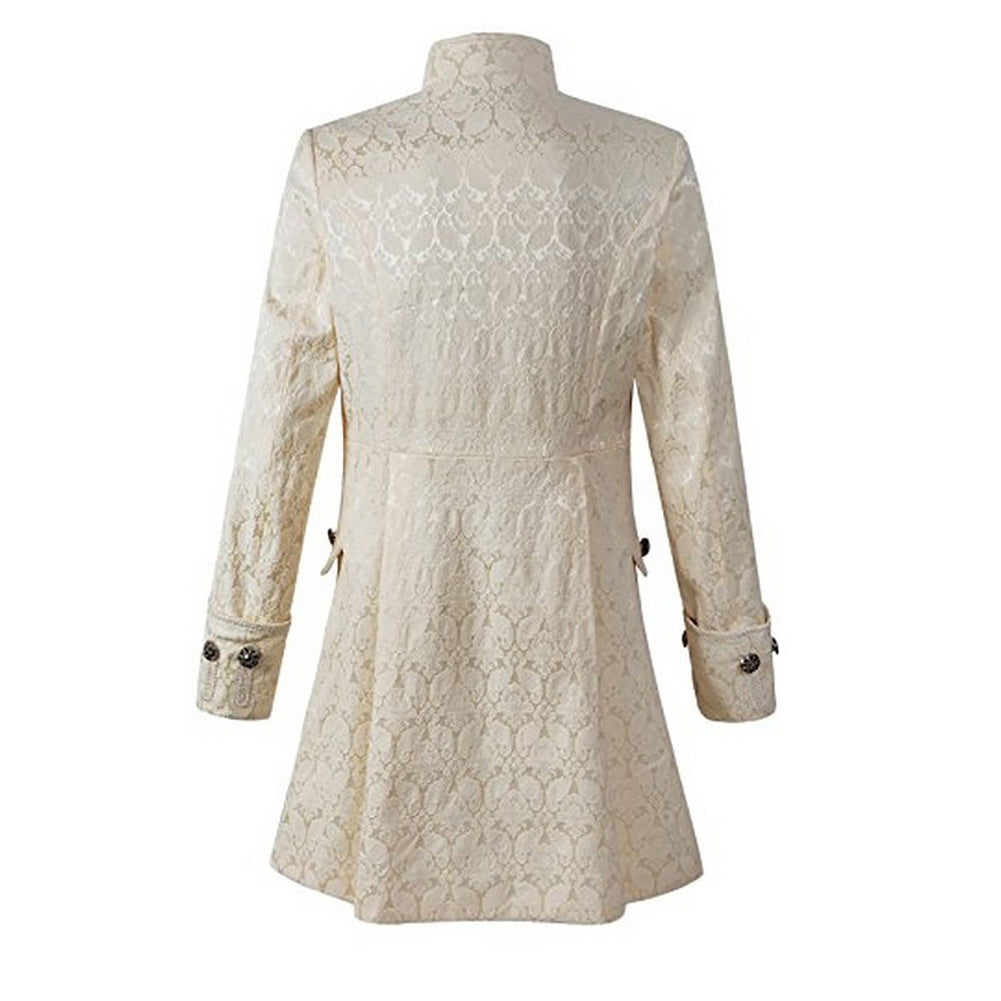 Retro Punk Jacquard Buttons Men's Long Sleeve Slim Jacket Coat Uniform Outwear