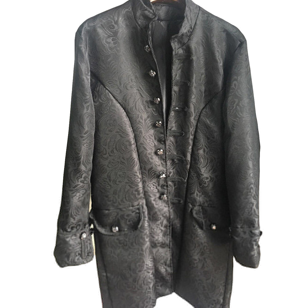 Retro Punk Jacquard Buttons Men's Long Sleeve Slim Jacket Coat Uniform Outwear