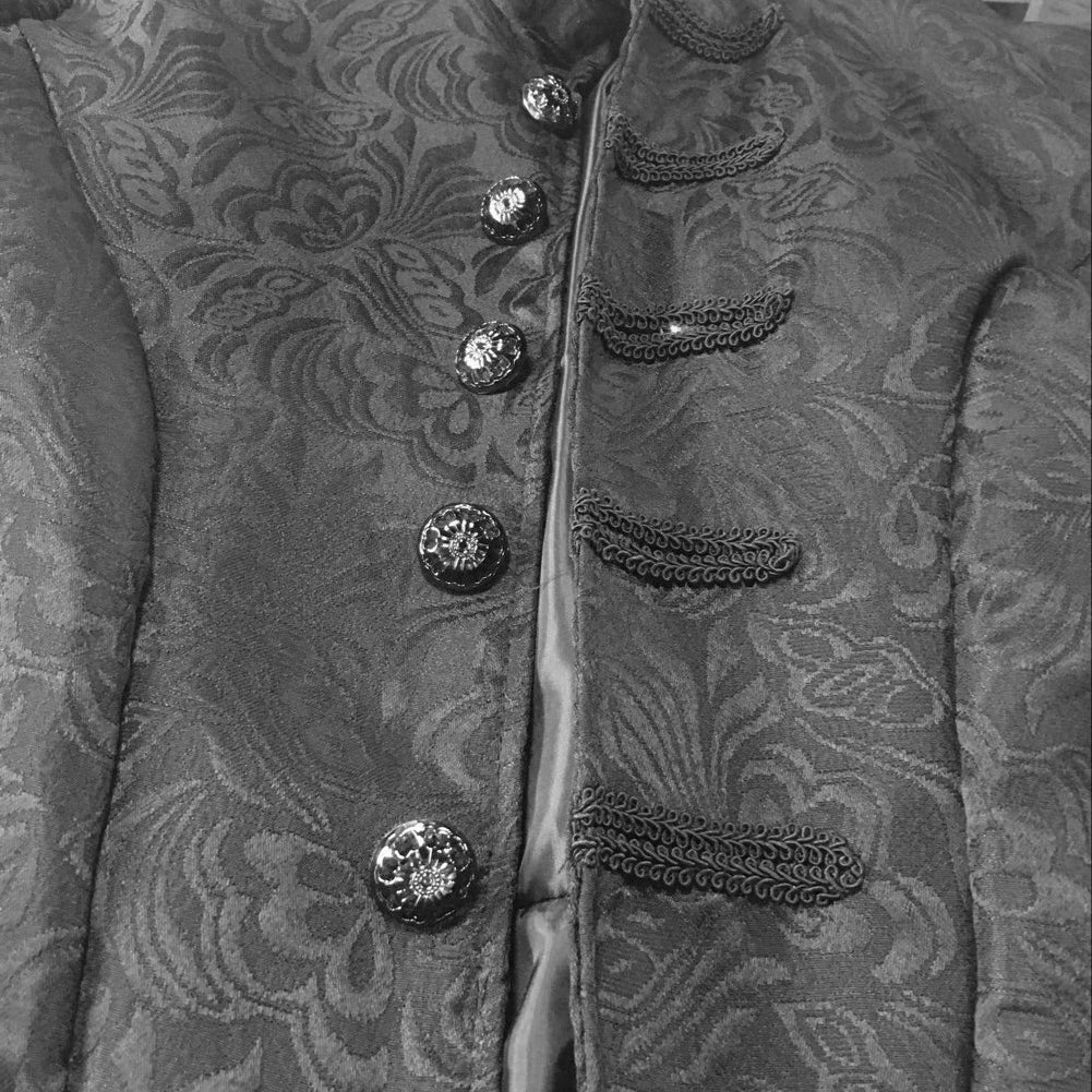 Retro Punk Jacquard Buttons Men's Long Sleeve Slim Jacket Coat Uniform Outwear