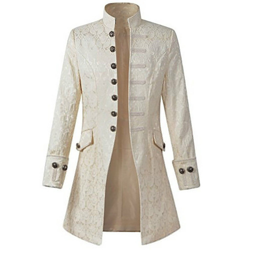 Retro Punk Jacquard Buttons Men's Long Sleeve Slim Jacket Coat Uniform Outwear