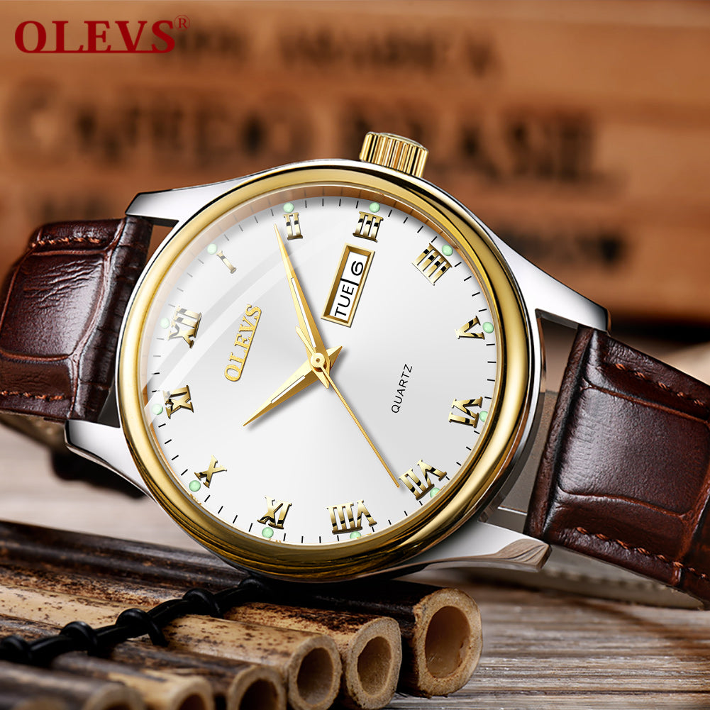 OLEVS Simple men Watches Dial Quartz Golden Luxury Ladies Wristwatches Top Brand Leather man's Clocks Watch relogio feminino