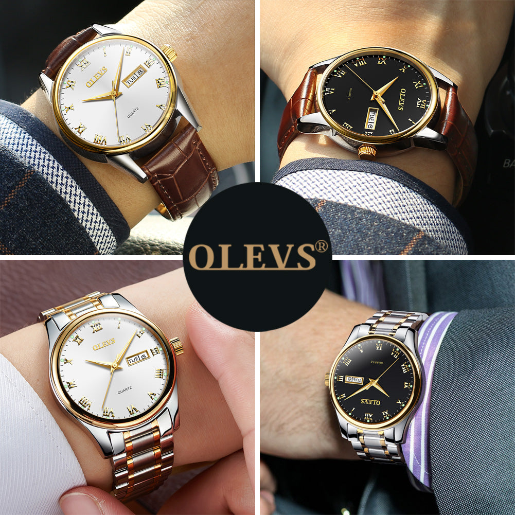 OLEVS Simple men Watches Dial Quartz Golden Luxury Ladies Wristwatches Top Brand Leather man's Clocks Watch relogio feminino
