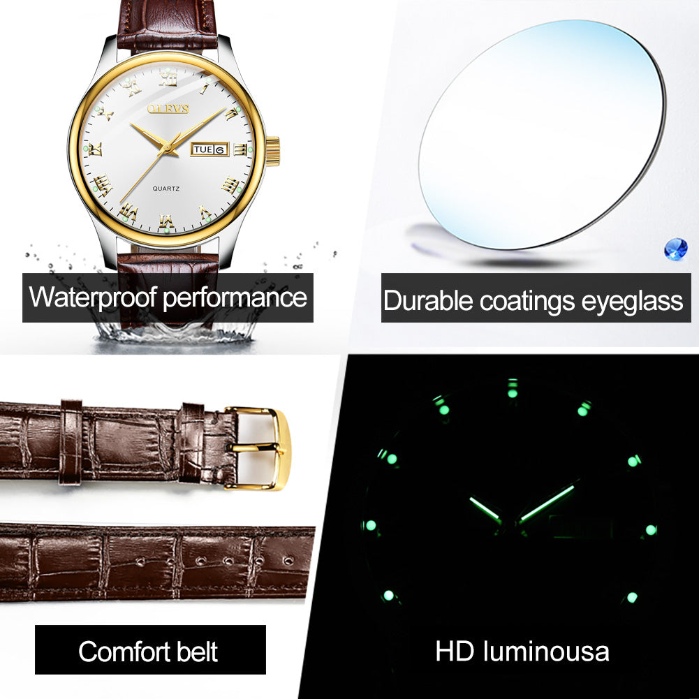 OLEVS Simple men Watches Dial Quartz Golden Luxury Ladies Wristwatches Top Brand Leather man's Clocks Watch relogio feminino