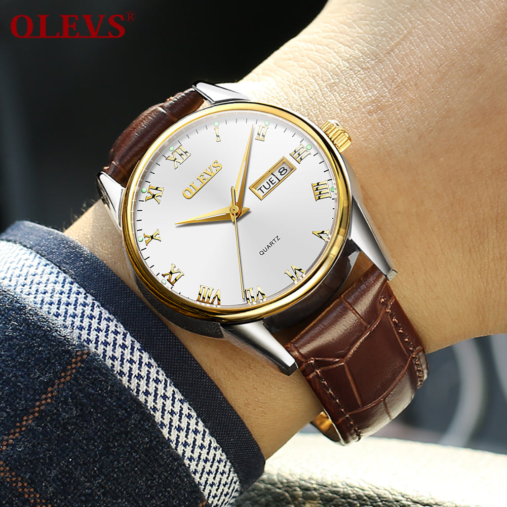 OLEVS Simple men Watches Dial Quartz Golden Luxury Ladies Wristwatches Top Brand Leather man's Clocks Watch relogio feminino
