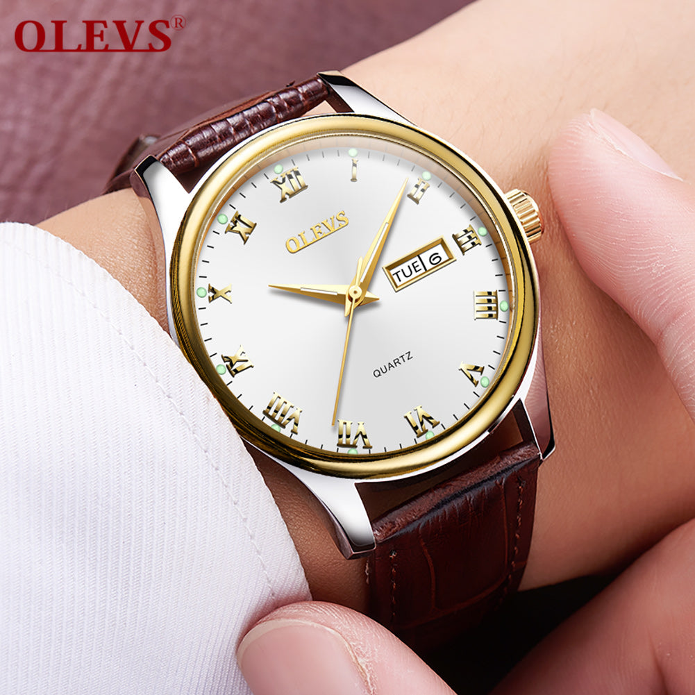 OLEVS Simple men Watches Dial Quartz Golden Luxury Ladies Wristwatches Top Brand Leather man's Clocks Watch relogio feminino