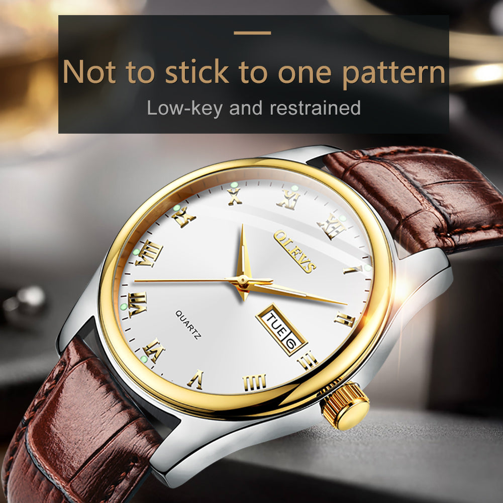 OLEVS Simple men Watches Dial Quartz Golden Luxury Ladies Wristwatches Top Brand Leather man's Clocks Watch relogio feminino
