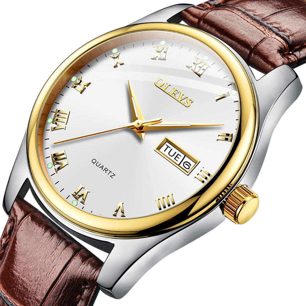 OLEVS Simple men Watches Dial Quartz Golden Luxury Ladies Wristwatches Top Brand Leather man's Clocks Watch relogio feminino