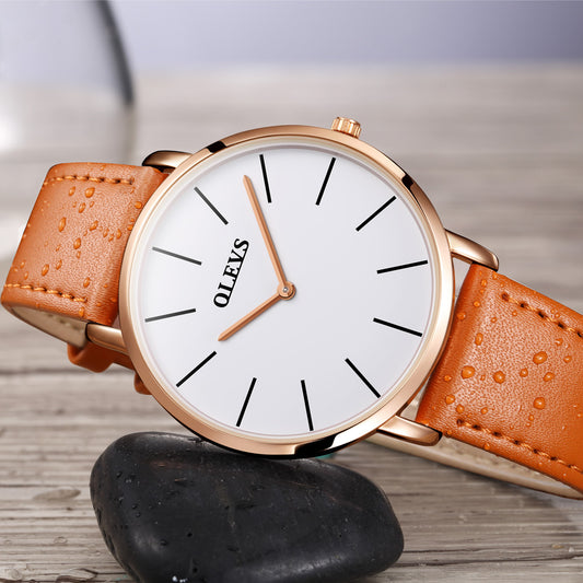 OLEVS Ultra-thin waterproof watch men's quartz watch fashion trend student Korean mesh belt men's watch