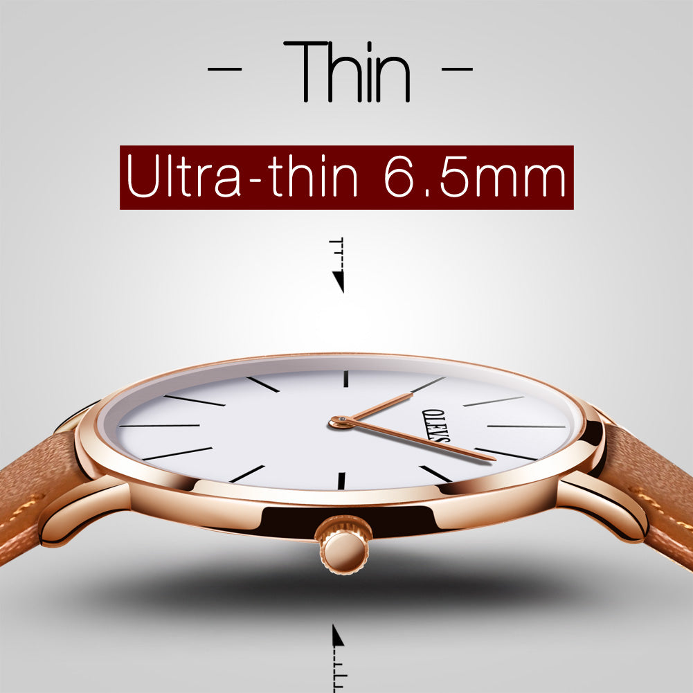 OLEVS Ultra-thin waterproof watch men's quartz watch fashion trend student Korean mesh belt men's watch