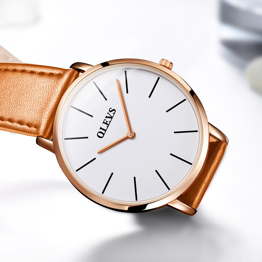 OLEVS Ultra-thin waterproof watch men's quartz watch fashion trend student Korean mesh belt men's watch