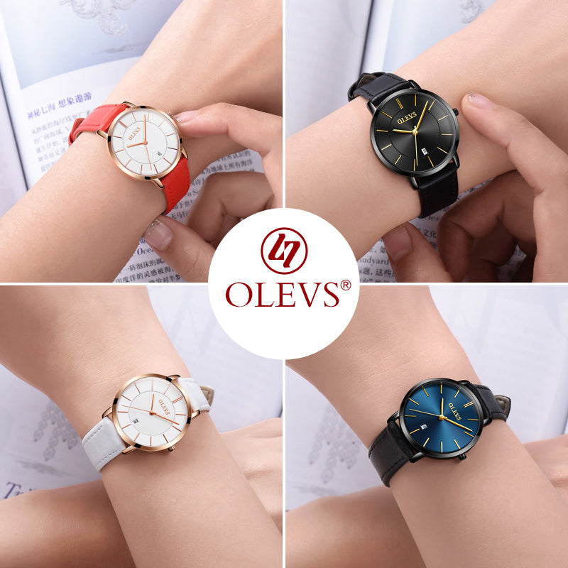 OLEVS Ultra-thin waterproof watch ladies quartz watch fashion trend student Korean version of the network with women's watch