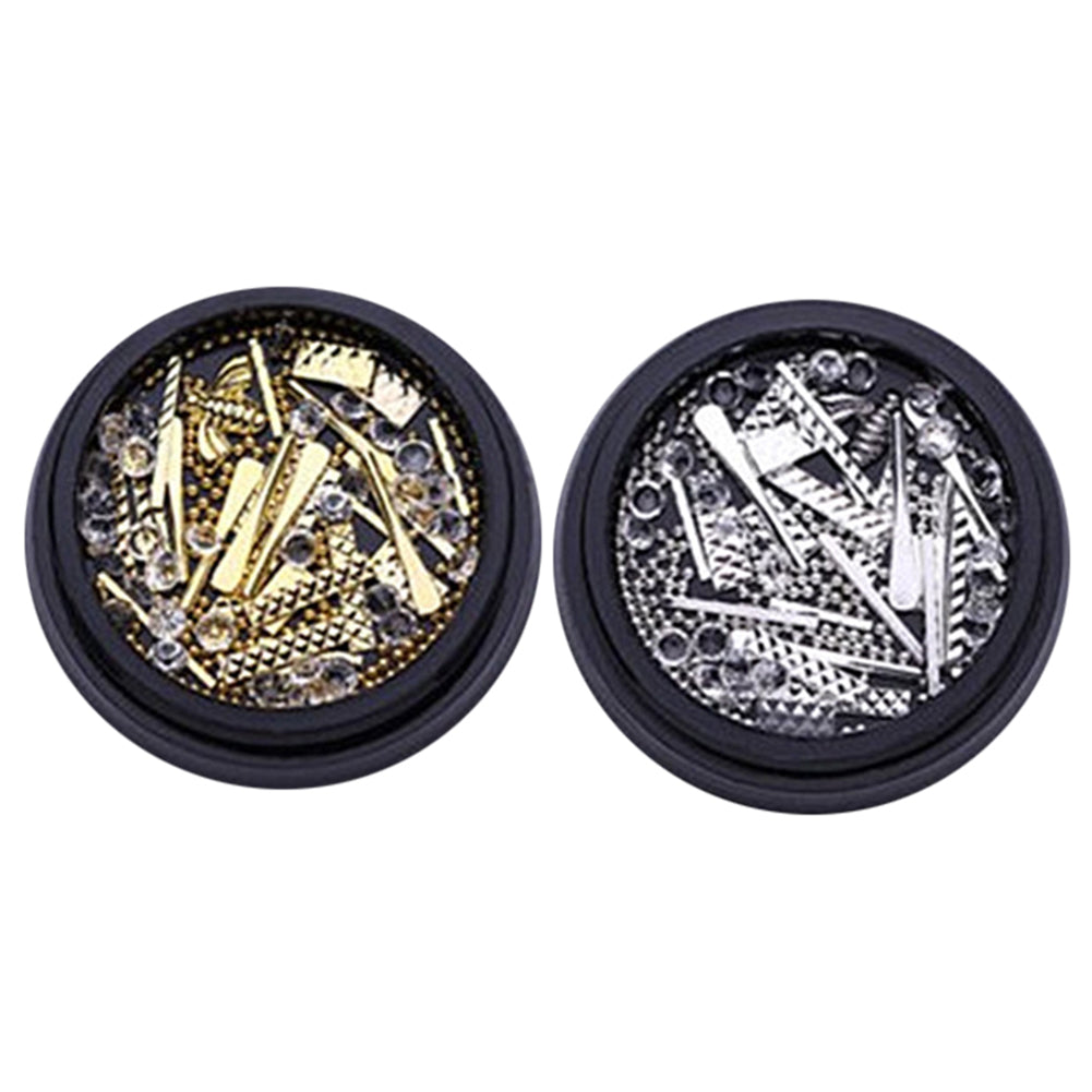 Metal Bars Rectangle Rivets Nail Art Gems Rhinestones Decorations Wheel DIY Tips