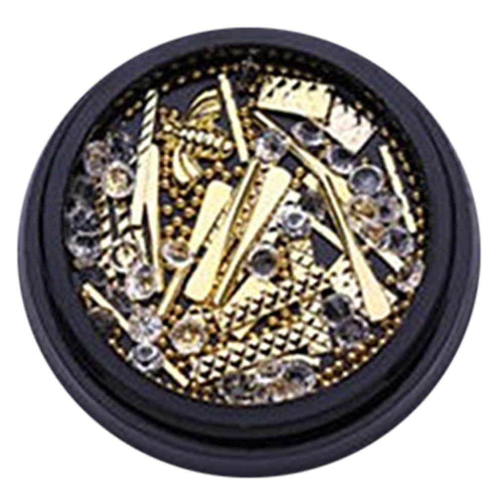 Metal Bars Rectangle Rivets Nail Art Gems Rhinestones Decorations Wheel DIY Tips