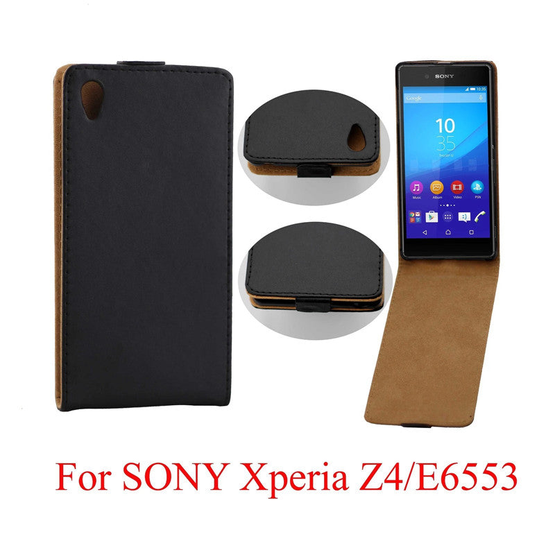 Vertical PU Leather Flip Case Fundas Capa For Sony Xperia Z4 Cover Back Case Up-Down Open skin pouch Mobile Phone Bags