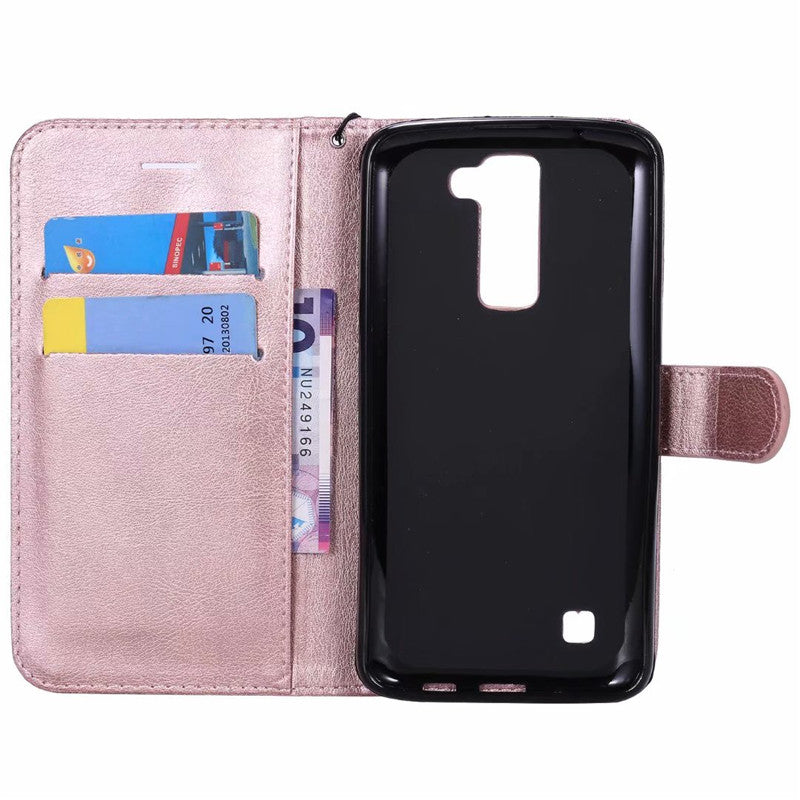 For LG K7 Case Flip Cover Wallet Pure Color PU Leather Mobile Phone Bags With Card slot For LG K8