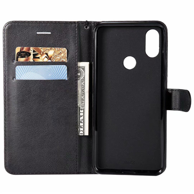 Wallet Case For Xiaomi Mi 6X 2018 Flip Cover Pure Color PU Leather Mobile Phone Bags With Card slot