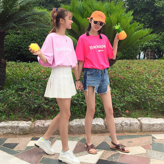 Long, Loose Short Sleeve T-shirt for Girls and Girls in Summer