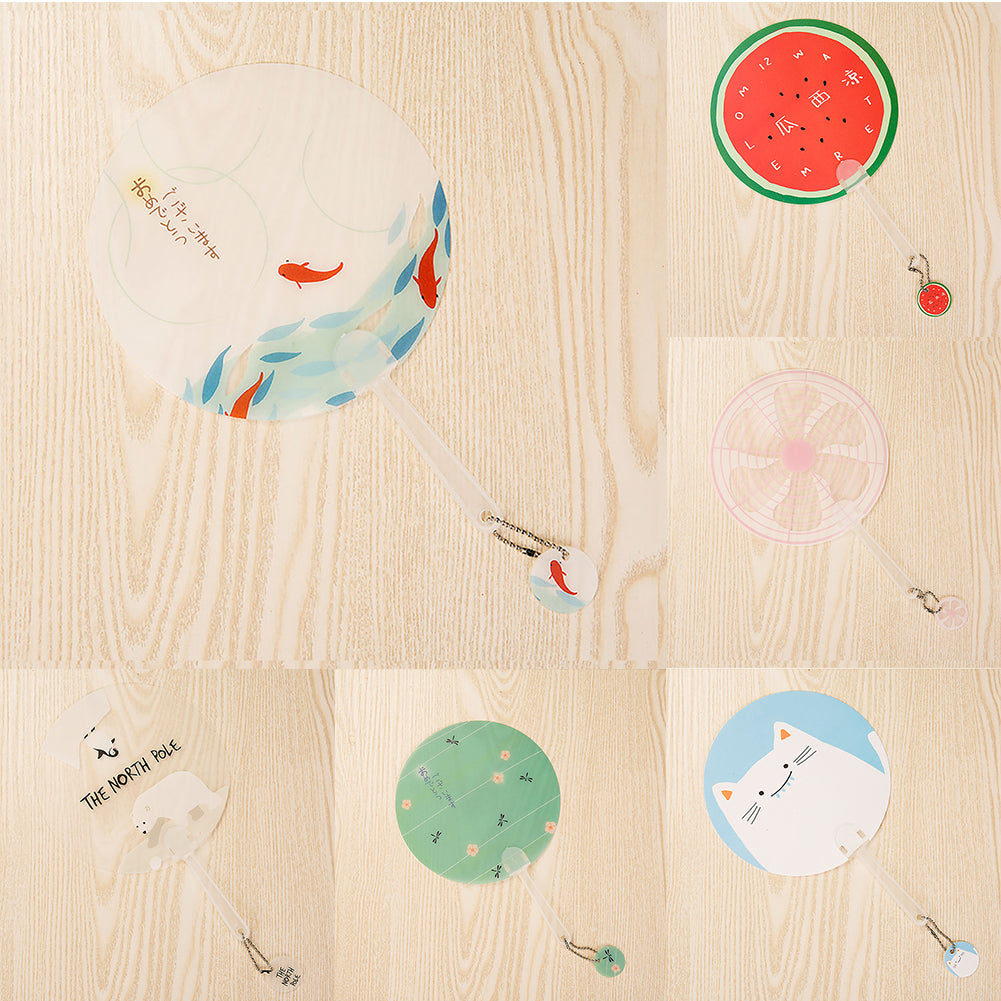 Cute Cartoon Animal Print Student Girls Mini Round Portable Summer Handheld Fan
