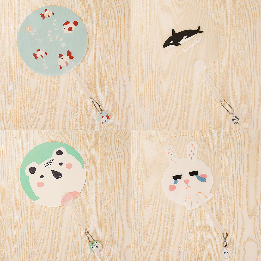 Cute Cartoon Animal Print Student Girls Mini Round Portable Summer Handheld Fan