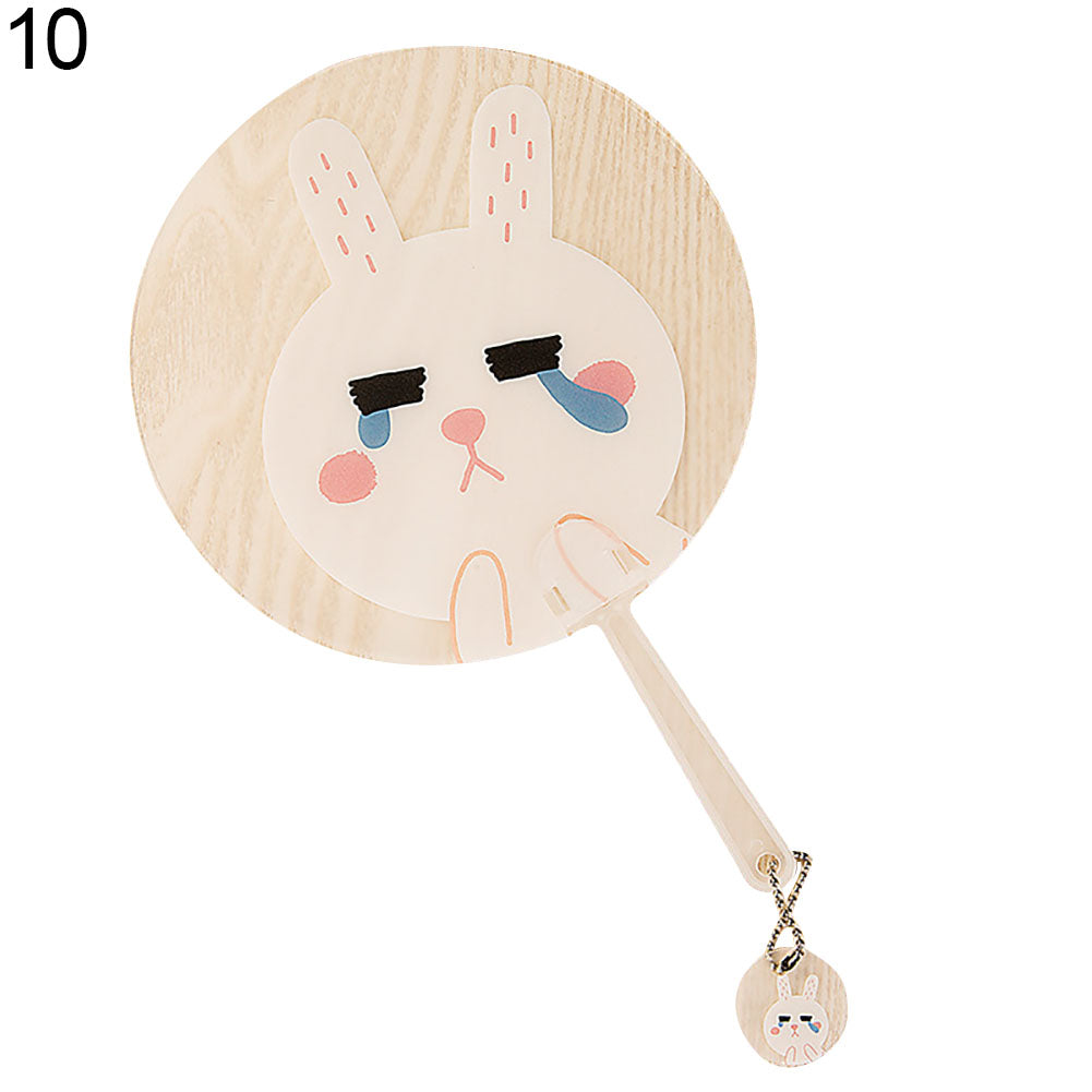 Cute Cartoon Animal Print Student Girls Mini Round Portable Summer Handheld Fan