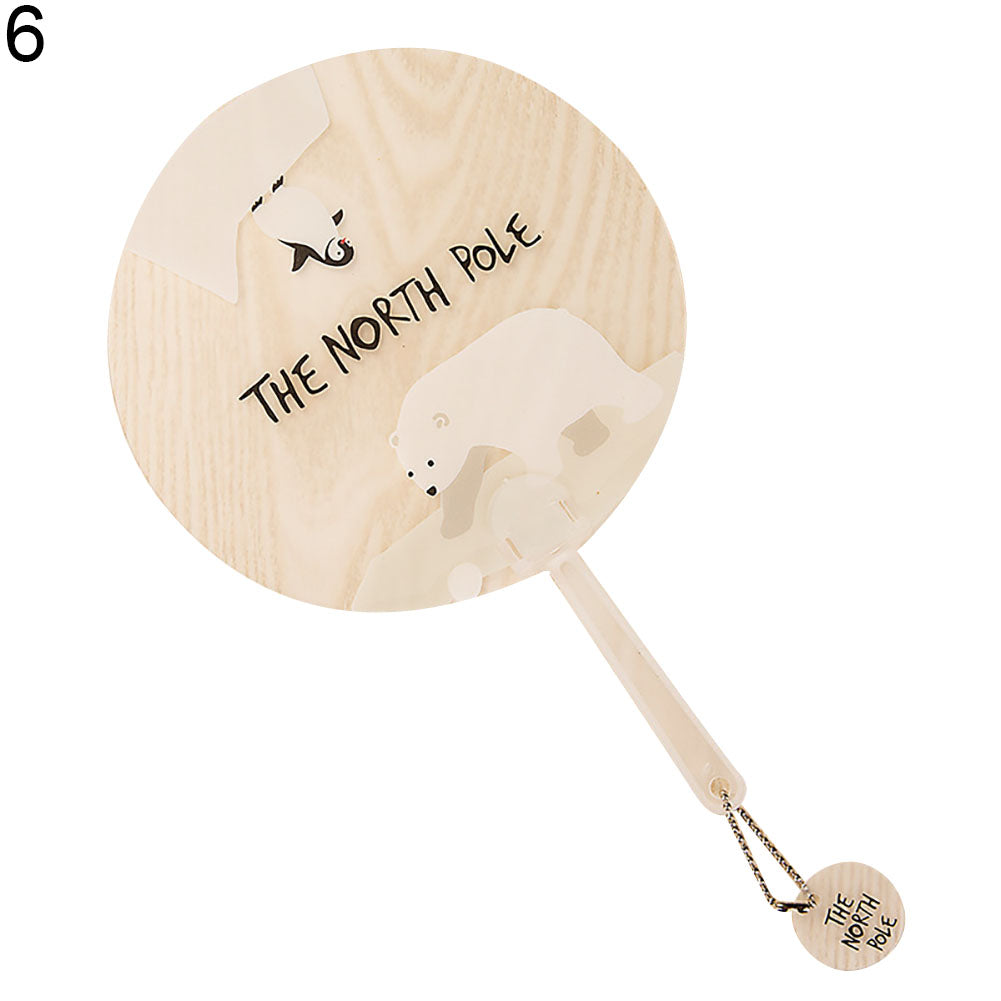 Cute Cartoon Animal Print Student Girls Mini Round Portable Summer Handheld Fan