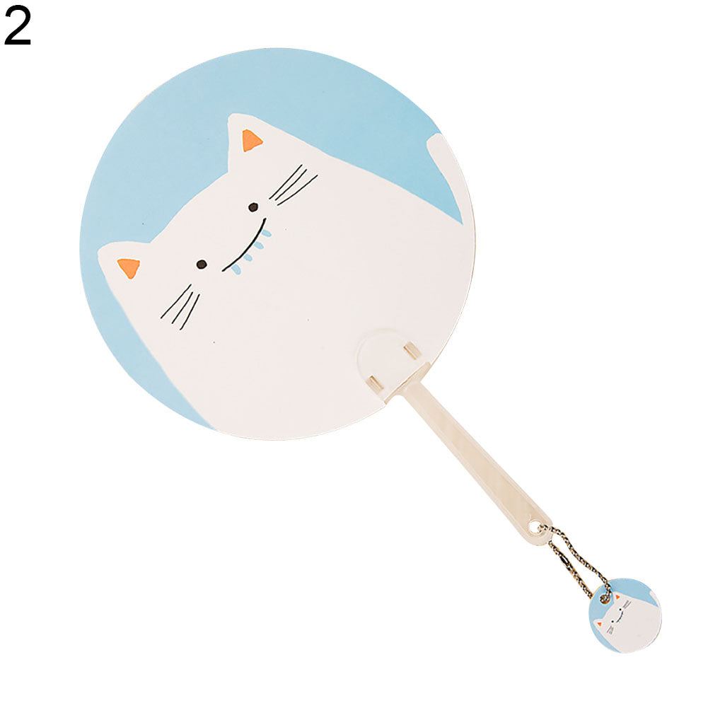 Cute Cartoon Animal Print Student Girls Mini Round Portable Summer Handheld Fan