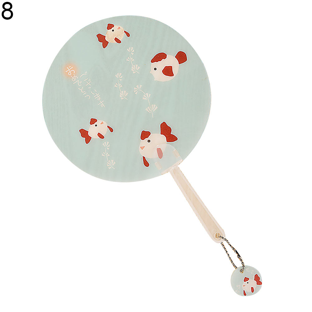 Cute Cartoon Animal Print Student Girls Mini Round Portable Summer Handheld Fan