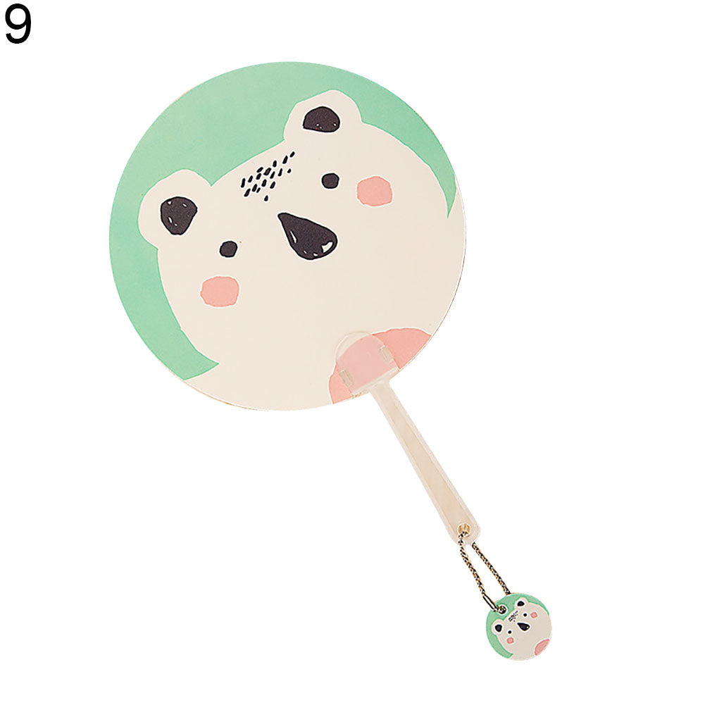 Cute Cartoon Animal Print Student Girls Mini Round Portable Summer Handheld Fan